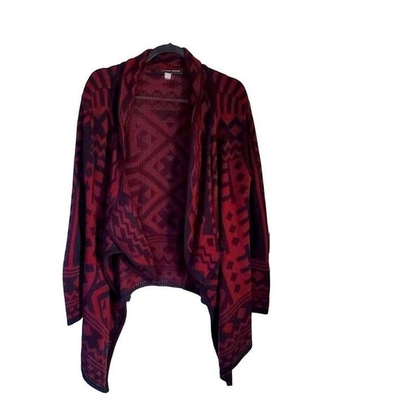 A Knitch Above Womens Sweater Red M Open Front Waterfall Front Ruana Cardigan - Picture 8 of 8